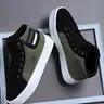 Men's High-Top Sporty Casual Shoes, Colorblock, Breathable PU Leather, Comfortable Skateboarding Sneakers, Skate Footwear, All Seasons
