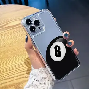 New Space Transparent Phone Case with Billiard Black Number 8 Pattern, Compatible with iPhone 17 16 15 14 13 12 11 PRO MAX PLUS, AIR and iPhone X XS MAX, Birthday/Valentine's Day/Christmas Gift for Boyfriend/Girlfriend