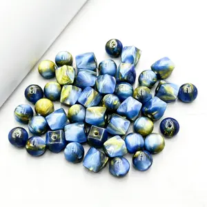 New Style oil painting Resin jade flower cat's eye round octagonal beads  loose beads for DIY jewelry accessories