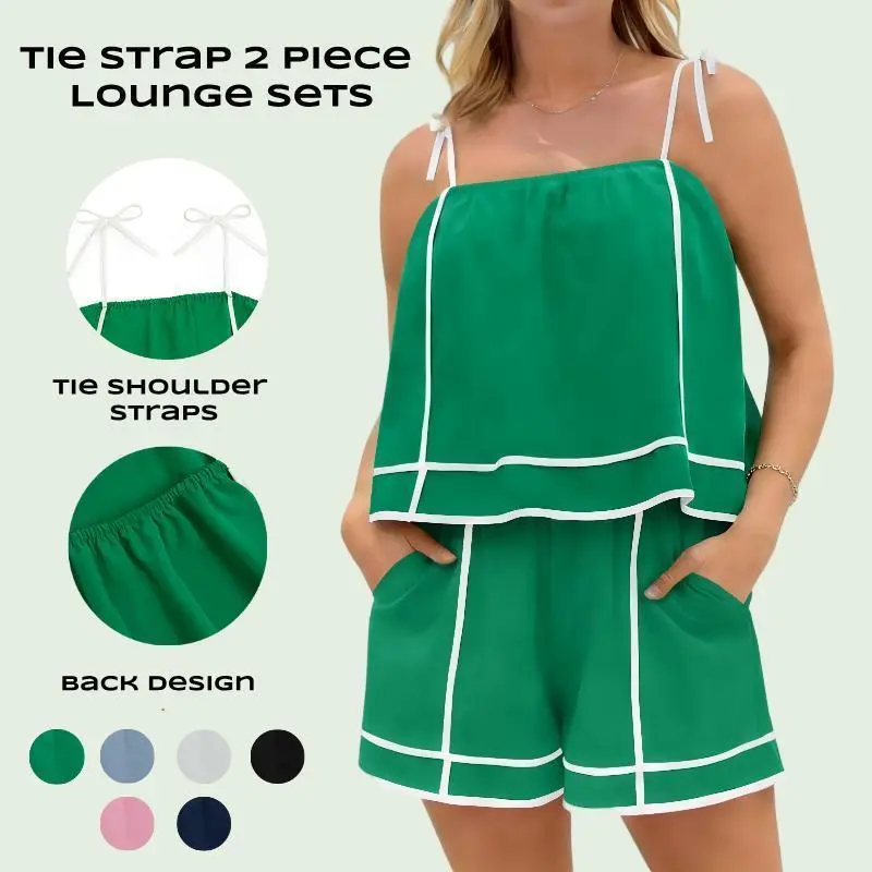Imily Bela 2 Piece Outfits for Women Summer Striped Short Sets Casual Tank Top and Shorts Matching Set with Pockets