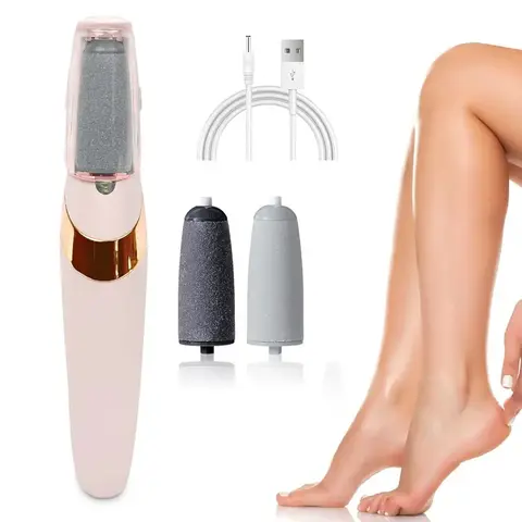 Rechargeable Pedicure Kit - Foot File Callus Remover, Travel-Size Sandstone/ABS E-File Nail Drill, Cracked Heels Trimmer, 2 Grinding Heads, Lightweight Wipe-Clean Callous Removal Tool for Home Use, Nail Care for Feet