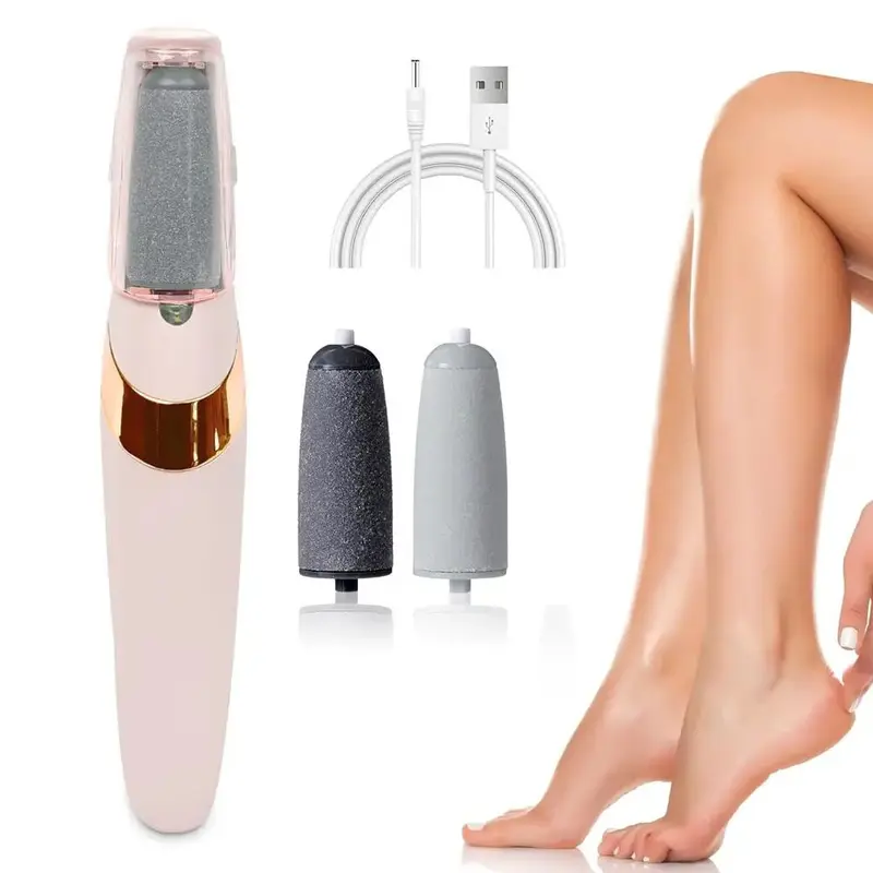Rechargeable Pedicure Kit - Foot File Callus Remover, Travel-Size Sandstone/ABS E-File Nail Drill, Cracked Heels Trimmer, 2 Grinding Heads, Lightweight Wipe-Clean Callous Removal Tool for Home Use, Nail Care for Feet