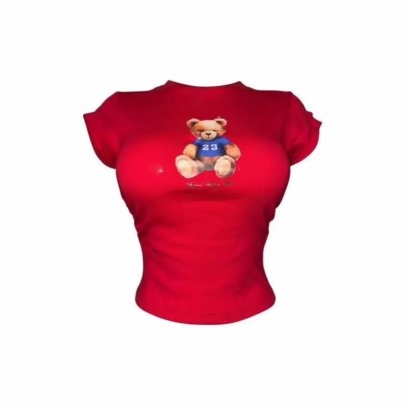 Bear Shirt Red T-Shirt with Adorable Bear Graphic Perfect for Casual Wear