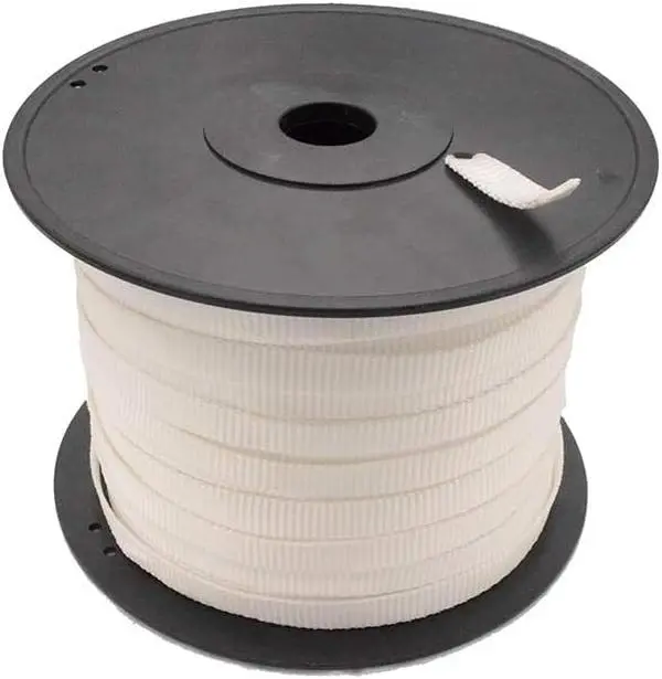 Heavy Duty Woven Polyester Cord Strapping, 5/8" 0.12 Inch Flat Rope, 1250 lb Pull Strength, 492 ft (150m x 15mm x 3mm), 100% Polyester Fiber, All Weather Conditions Pull Tape
