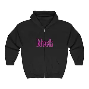 Meek Pink Outline Zip Hoodie — Personalized Name Full-Zip Sweatshirt