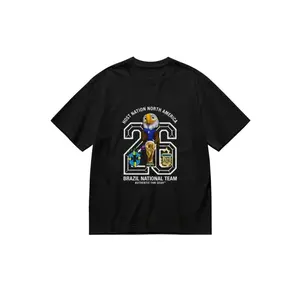 ⚽ 2026 Brazil World Cup T-Shirt – 5-Star Champions Soccer Tee, Unisex Cotton Short Sleeve Casual Top, Soft Comfortable Crewneck, Men & Women Streetwear, Everyday Outfit, S-3XL