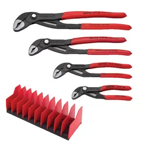 Knipex KNT-9K0080138US 4 Piece Cobra Pliers Set with Free 10 Piece Tool Holder