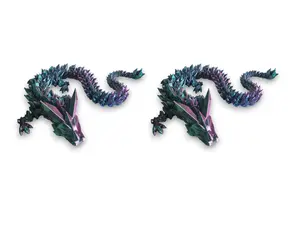 PowerTRC 2PCS 3D Printed Dragon (Tri-Color Red Green Blue) - Large Flexible Fidget 3D Printed Crystal Dragon Toy, Gift Bag Filler, Desk Decoration, Party Favor, Easter Basket Stuffers (17 Inch Dragon)
