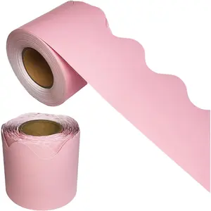 69 Feet Pink Scalloped Bulletin Board Borders, Decorative Trim Strips for School Classroom Door Holiday Decoration, Classroom Bulletin Board Decor