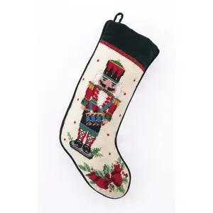 Holiday Nutcracker Melody Drum Needlepoint Stocking - 11" x 18"