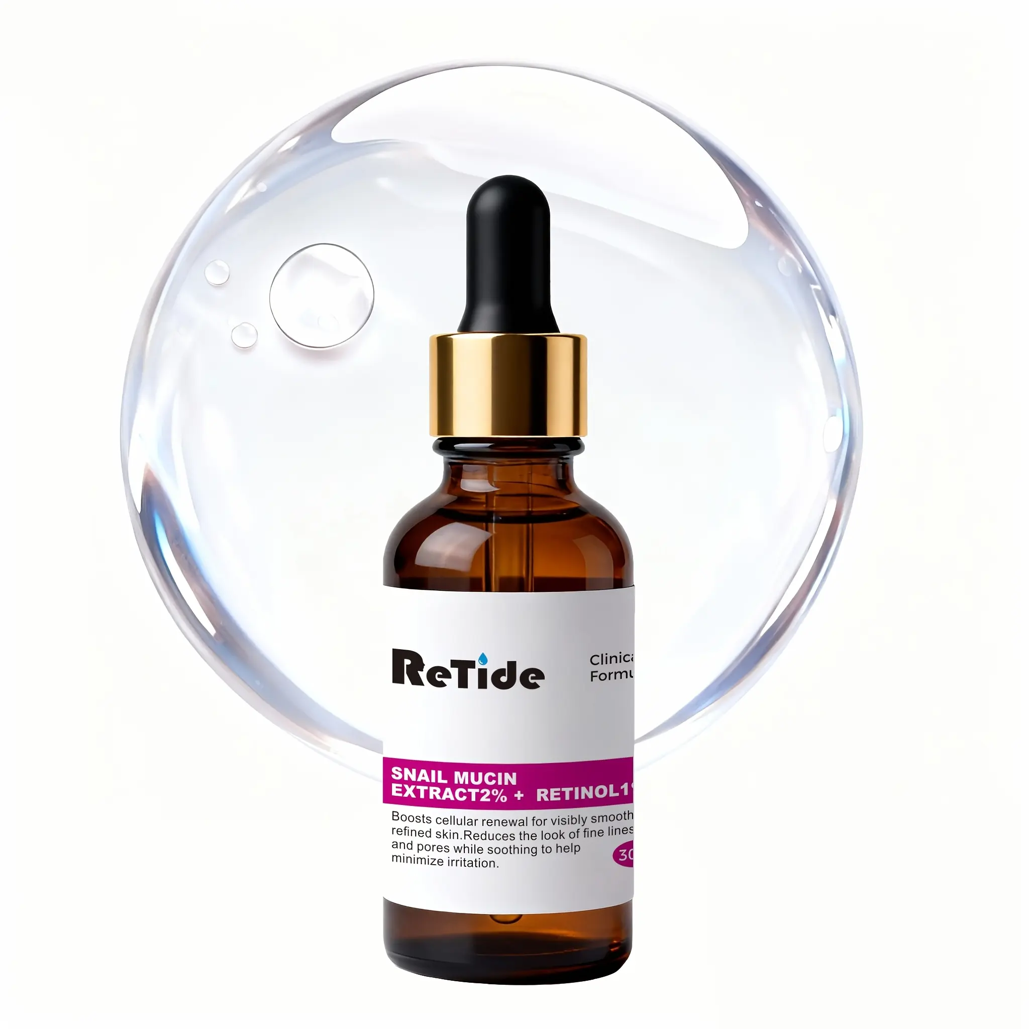 30ml Snail Mucin Extract 2% + Retinol 1% Serum – Anti-Aging Face Essence for Wrinkle Repair & Hydration, Fine Lines Treatment Sensitive,body,uneven,acetyl