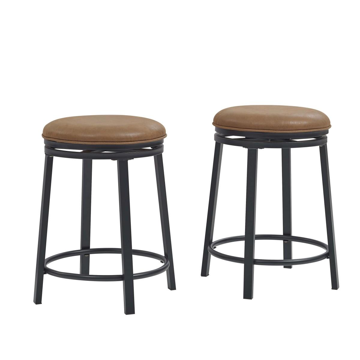 Set of 2 Swivel Bar Stools with Metal Frame Adjustable Height for Kitchen Island Dining Room
