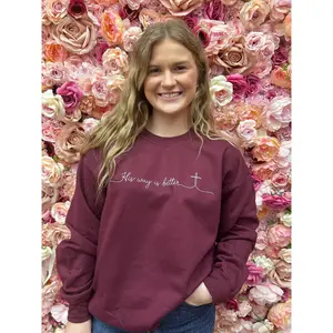 His Way Is Better,  Minimal Faith, Cross Line Art Sweatshirt