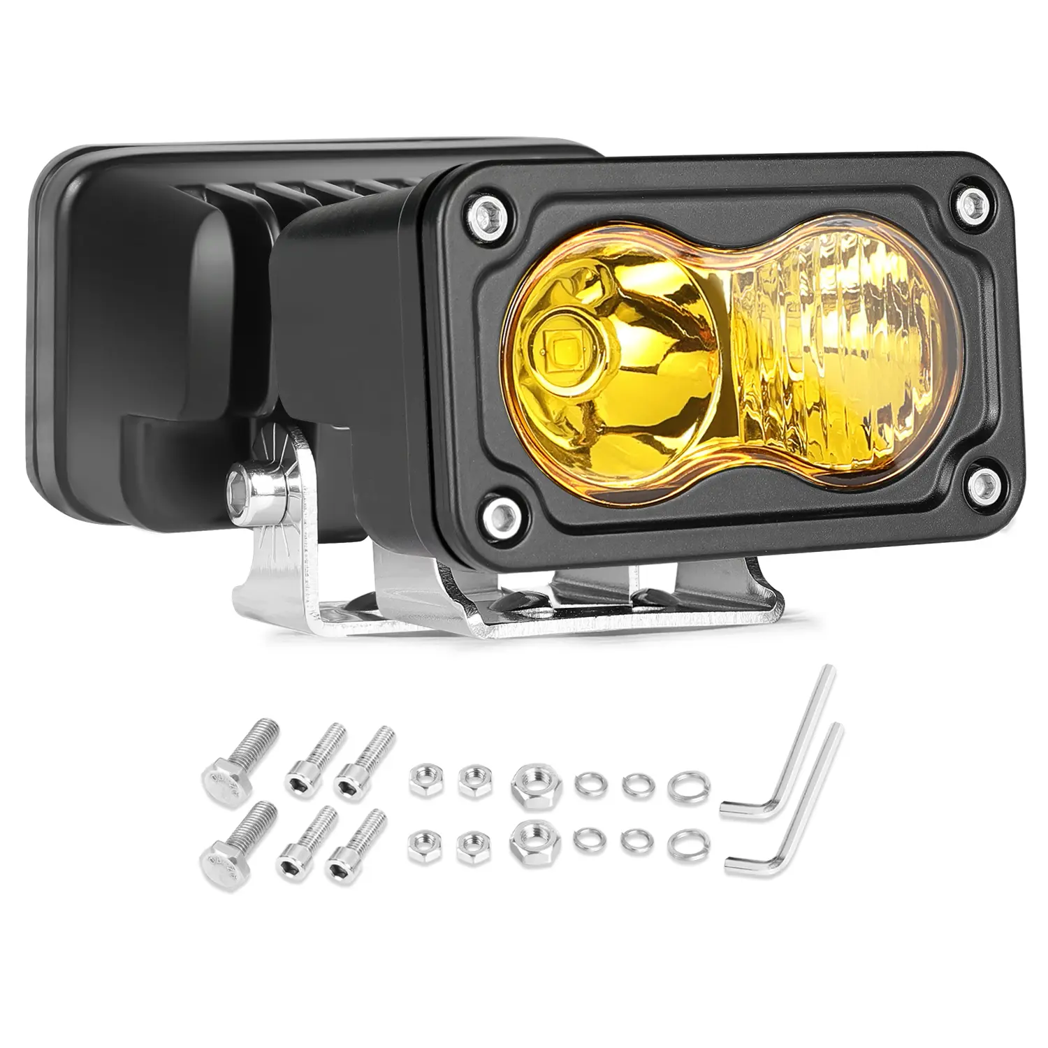 LED Pods Amber 2PCS 40W Small 3 Inch Light Pods Spot Flood Driving Lights LED Cubes Offroad LED Light Bar Square Work Lights Ditch Lights Yellow LED Fog Lights for Truck ATV UTV Car Motorcycle