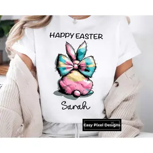Custom Easter Bunny Sublimation Shirt,  Name Easter Shirt Design, Watercolor Bunny, Easter T-Shirt, Easter Rabbit Customized Shirt
