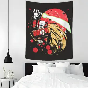 Japanese Future Warrior Design Large Tapestry Wall Hanging, Multiple Sizes Polyester Fabric for Wall Decoration, Easy to Clean and Maintain. Soft and Durable Material, Suitable for Living rooms, Bedrooms, Homes and Parties