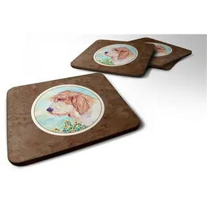 212 MAIN Insulation Foam Coasters, Petit Basset Griffon Vendeen Design, 4-Piece Set, Heat-Safe Fade-Proof Tableware Accessories, 3.5x0.25x3.5 in