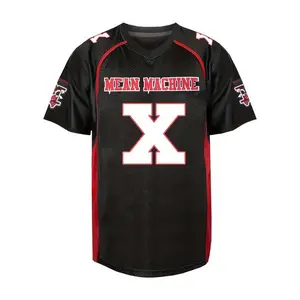 American Football Jersey MEAN MACHINE X Breathable V-Neck Rugby Jersey Loose Soccer Uniform Embroidered Stitched T-Shirts Breathable Athletic Top For Men All Seasons