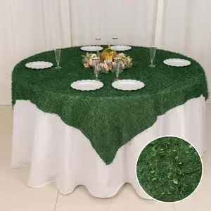 Polyester Table Overlay 72"x72" Green - Fringe Shag Table Topper