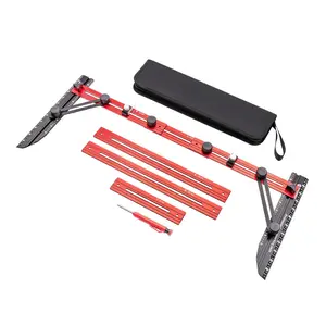 Stair Tread Template Tool, Stair Gauge Set Shelf Layout Measuring Scribe Tool for Stairs, Risers, Partitions, Self and  Drywall - Red