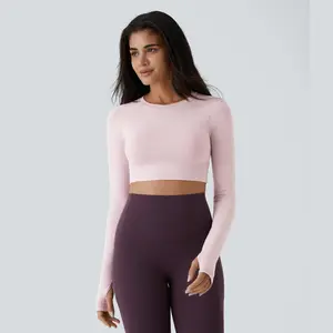 Halara Solid Thumb Hole Cropped Yoga Sports Top