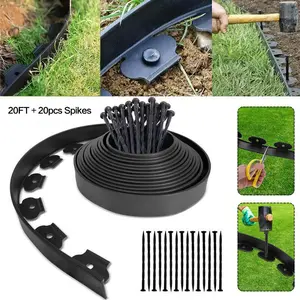 WOWCASE No Dig Durable Garden Landscape Edging Kit, 2" Tall Black Plastic Lawn Border for Landscaping, Flower Gardens, Lawn