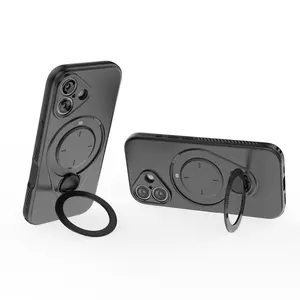 EOVOLA IPhone 17 Pro Case With 360° Spin Magnetic Stand Full Camera Protection MagSafe Compatible Full Body Shockproof Liquid Silicone Case with Ring Stand for iPhone 17 6.3''