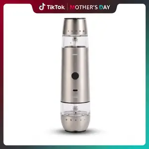 Gravity-Activated Electric Salt & Pepper Grinder Set – Rechargeable, Dual Chamber Design, Adjustable Grind with LED Light, Stainless Steel, Type-C Charging
