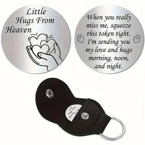 Engraved Pocket Hug Token Keychain, Double-Sided Message with Heart & Hug Hand Charm, Perfect Gift for Ldrs, Birthday Love Keepsake