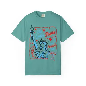 Comfort Colors She Loves Jesus and America too T-Shirt, 4th July Faith Shirt, Christian 4th july tee, Laid-Back Vibe, Always in