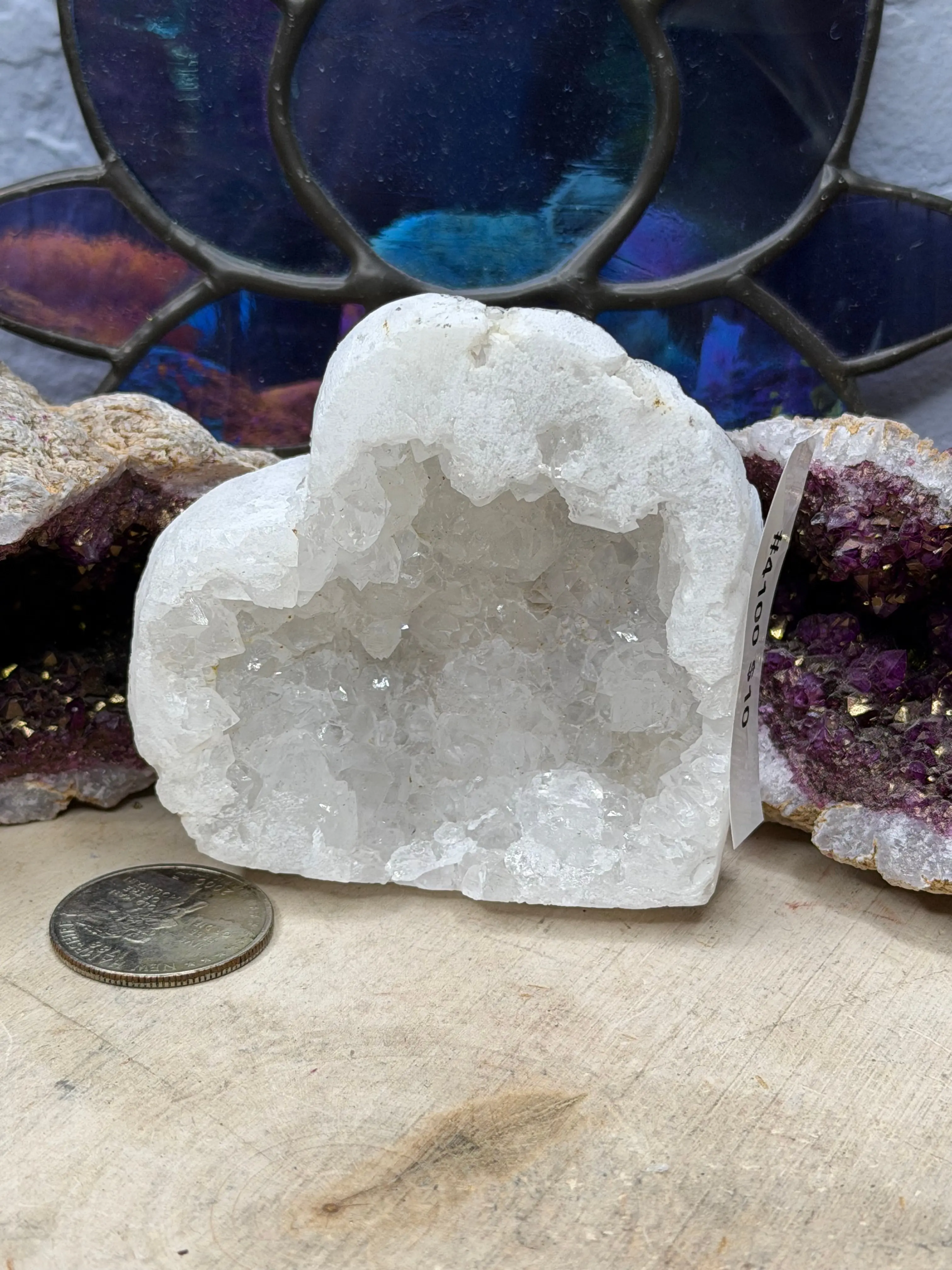 White Druzy Agate Hearts