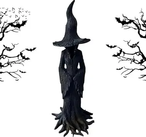 Enchanting Witch Statue Gothic Halloween Resin Figurine Hand-Painted High-Quality Guardian for Home Patio Desktop Decor Ornaments - Decoration
