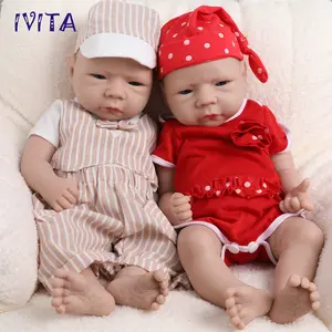 IVITA 18" Full Body Soft Silicone Reborn Baby Newborn Silicone Doll Realistic Platinum Silicone Baby Infant Doll Adorable Floppy Silicone New Baby Doll Serious Expression Doll