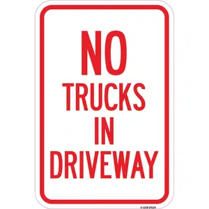 SignMission  12 x 18 in. Aluminum Sign - Driveway Sign No Trucks in Driveway