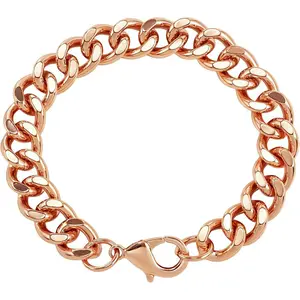 Pure Copper Bracelet for Men - 1 count 9 Inches  Chain Chunky Bracelets Non Tarnish Wrist Chain Valentines Fathers Day Cuban Link Husband Gifts Modernos Minimalist Accessories