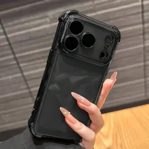 Luxurious cushioning shockproof electroplated transparent phone case, suitable for iPhone 17ProMax Air 16 15 14 13 12 11 ProMax Plus 17Pro 17ProMax, equipped with glass lens protection, soft frame, hard acrylic transparent back plate.Mobile phone case