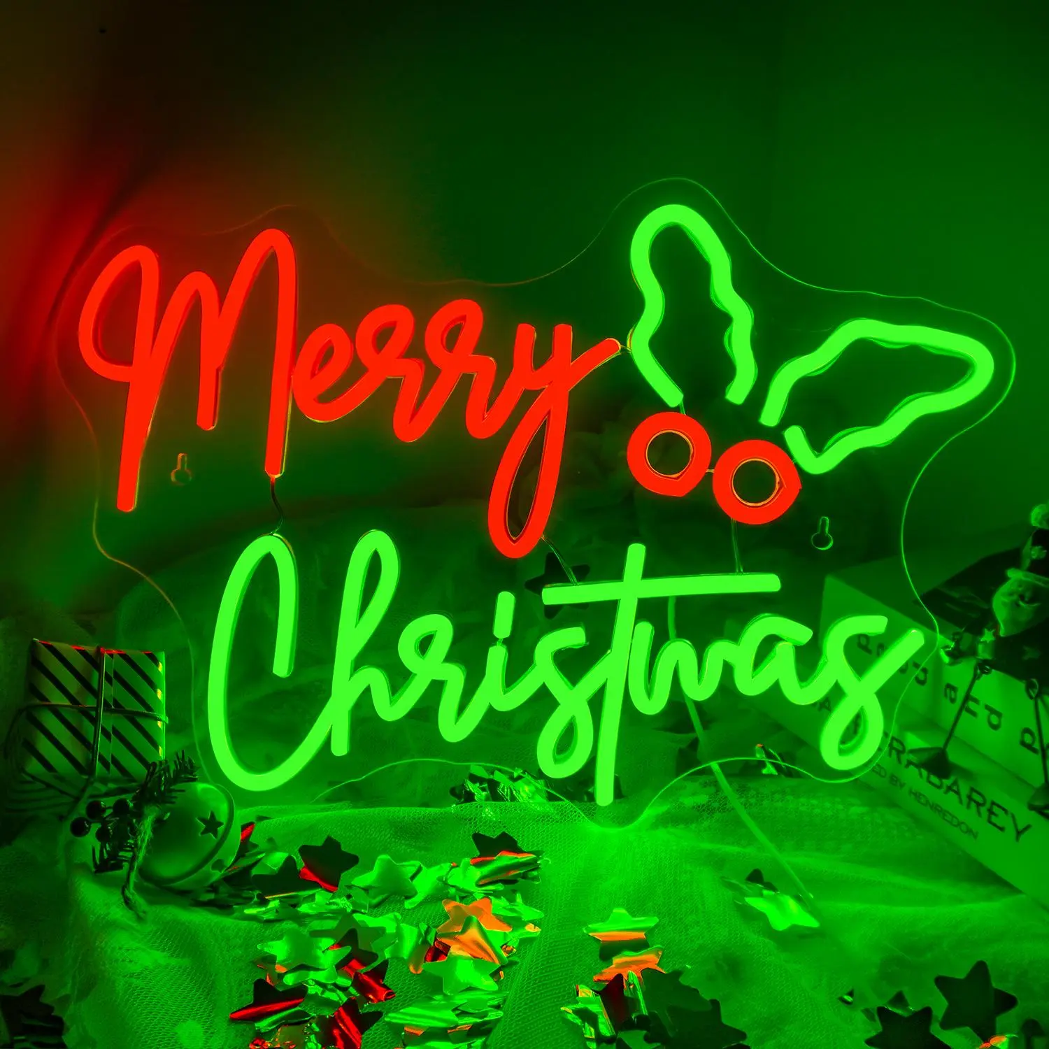 Merry Christmas Neon Sign, USB Powered LED Neon Light, Decorative Light for Home, Office, Shop, Coffee Shop, Restaurant, Window Wall Hanging, LED Restaurant Lamp