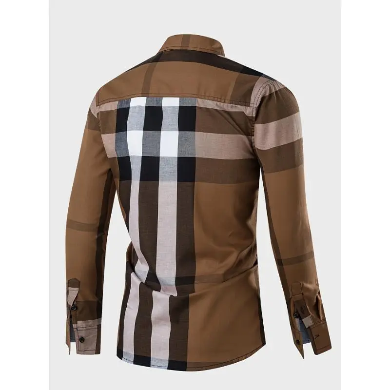 Men's Classic Plaid Button- Shirt - Durable 100% Cotton, Long Sleeve with Chest Pocket, Machine Washable - Perfect for Outdoor & Casual Wear, Casual Buttondown Menswear Top Fabric Men's Classic Plaid Button- Shirt - Durable 100% Cotton, Long Sleeve with Chest Pocket, Machine Washable - Perfect for Outdoor & Casual Wear, Casual Buttondown Menswear Top Fabric