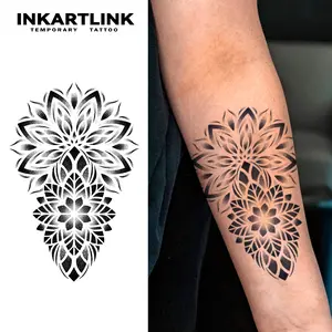 INKARTLINK Tattoo Tech, 2 Sheets Semi-Permanent Temporary Tattoos ,Henna 1,Adult Art Design,Lasts 1-2 Weeks, Waterproof, Realistic Look, No Adhesive, No Reflection,For Man And Woman,Ideal for Swimming, Party