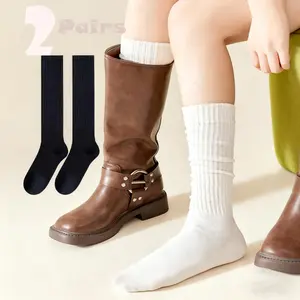 1 Pairs Women's Ribbed Knee-High Socks with Solid Color Slouch Design for Boots and Daily Wear, Comfortable and Stylish Legwear for Women