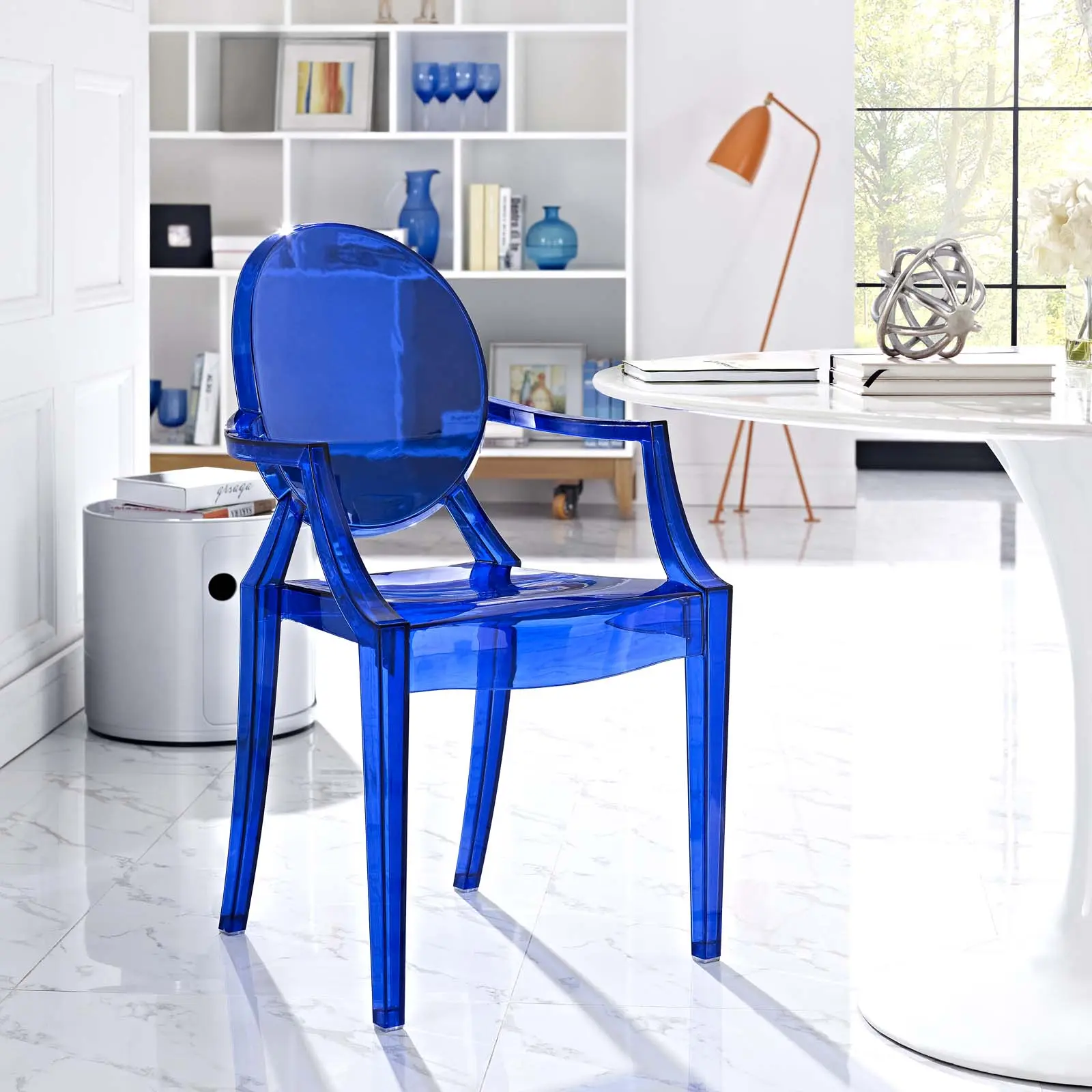 Modway Casper Dining Armchair with Armrests, Blue Indoor Armrest Dining Room Furniture