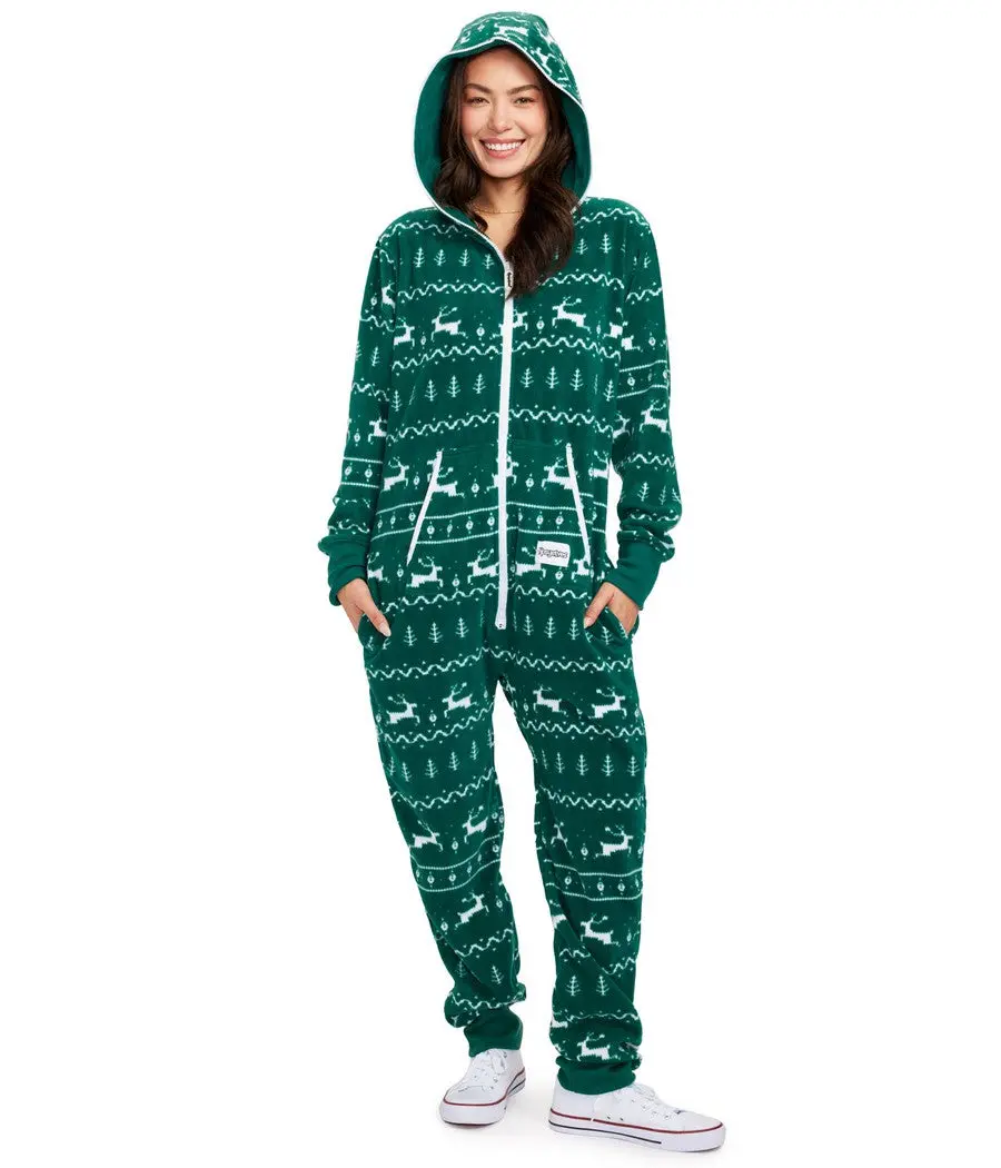 Women's Green Fair Isle Jumpsuit Women's Green Fair Isle Jumpsuit