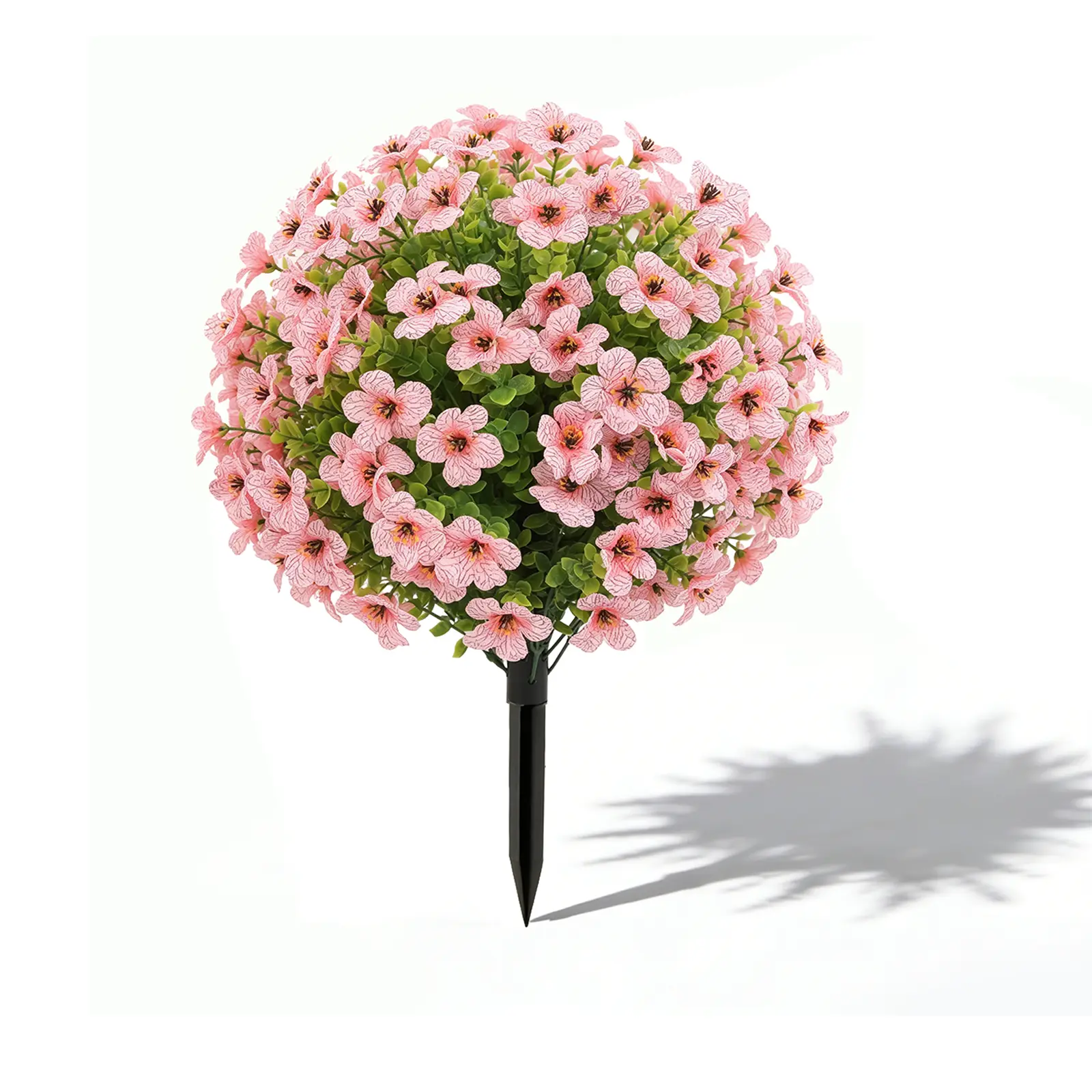 UV-Resistant Synthetic Pink Flower Topiary Shrubs, Waterproof IPX4 Nutcracker Shape with Moveable Parts, Decorative Garden & Front Porch Outdoor Home Decor