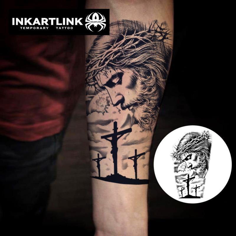 INKARTLINK Tattoo Tech, 2 Sheets Semi-Permanent Temporary Tattoos ,Night of Redemption,Adult Art Design,Lasts 1-2 Weeks, Waterproof, Realistic Look, No Adhesive, No Reflection,For Man And Woman,Ideal for Swimming, Party