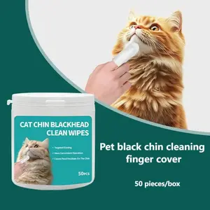 Cat Chin Blackhead Wipes 50pcs | Removes Feline Acne & Food Residue | Finger Wipe Design