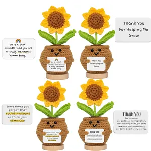 Emotional Support Crochet Sunflower Doll with Appreciation Card - Thank You for Listening and Being There - Gift for Friend, Coworker, Therapist, Handmade Crochet Decor
