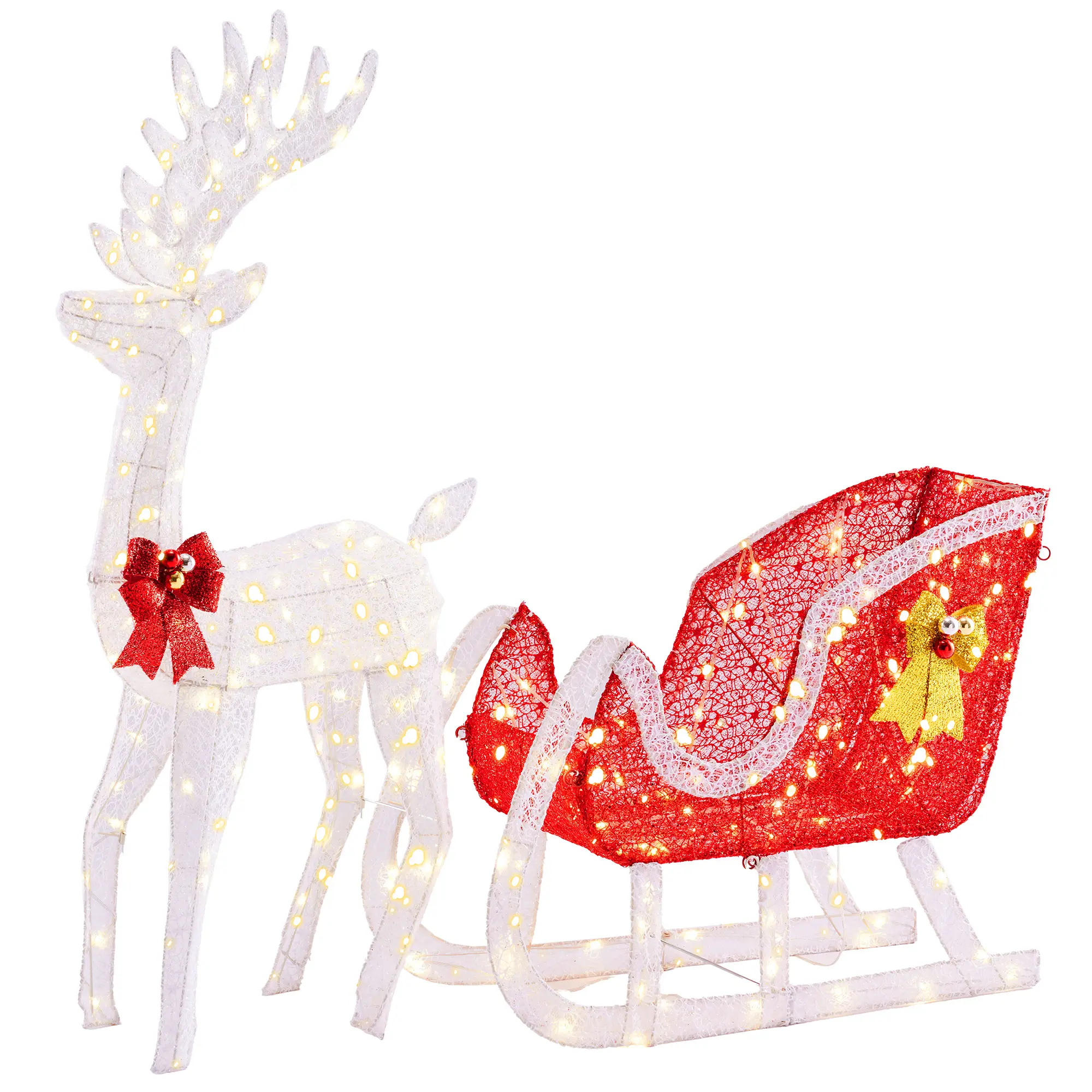 Deer Pulling A Cart - White and Red