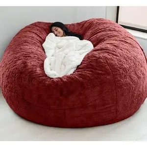 Dropshipping Fur Giant Removable Washable Bean Bag Bed Cover Living Room Furniture Lazy Sofa Cover Does not apply