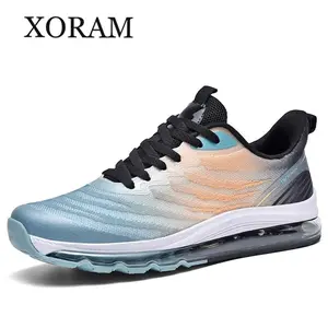 Men's Flyknit Air Cushion Athletic Running Trainers, Breathable Shock-Absorbing Wear-Resistant Gradient Footwear, Versatile Casual Walking Runner Shoes 8876