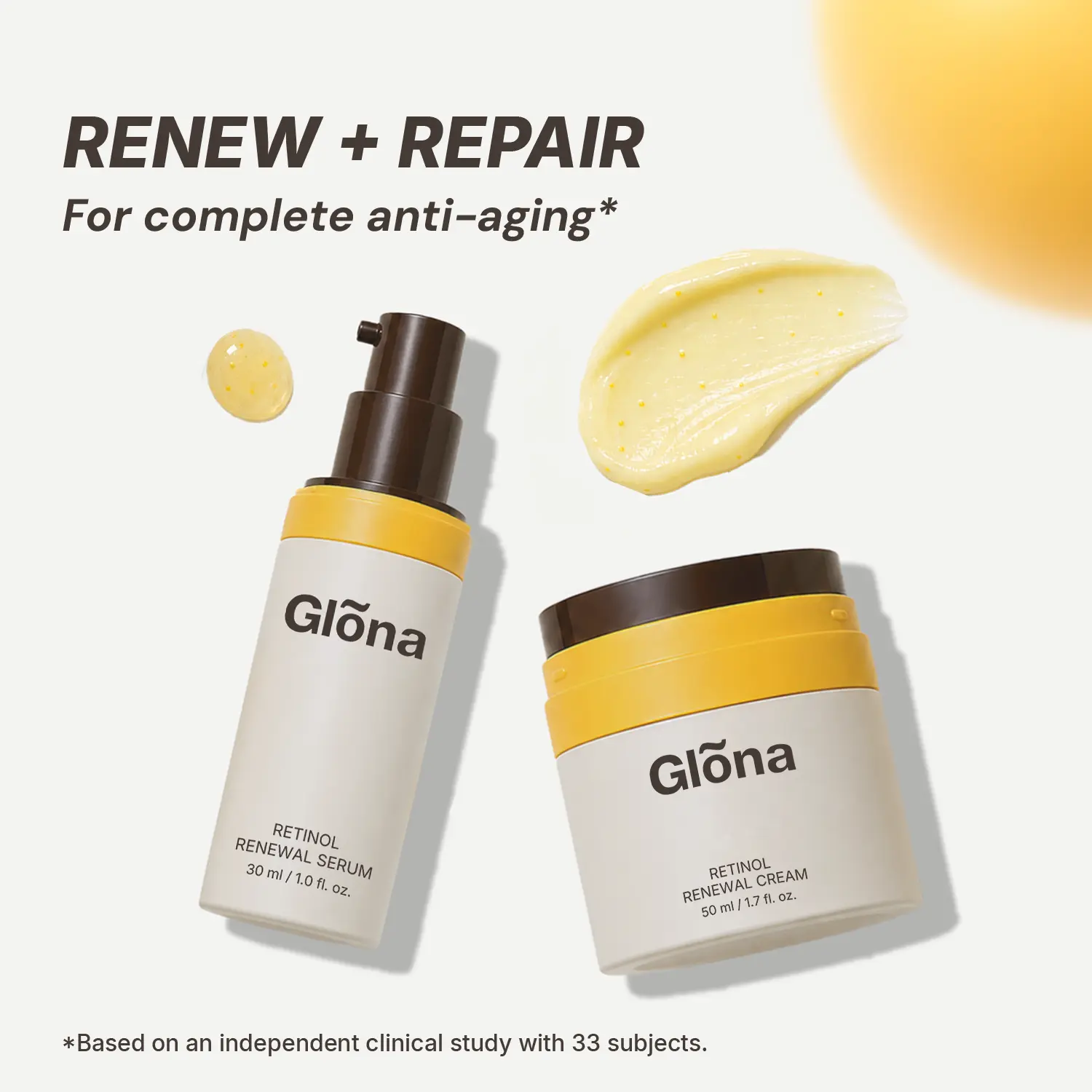 GlonaSkin Retinol Renewal Serum & Cream Set for Complete Anti-Aging 30ml & 50ml